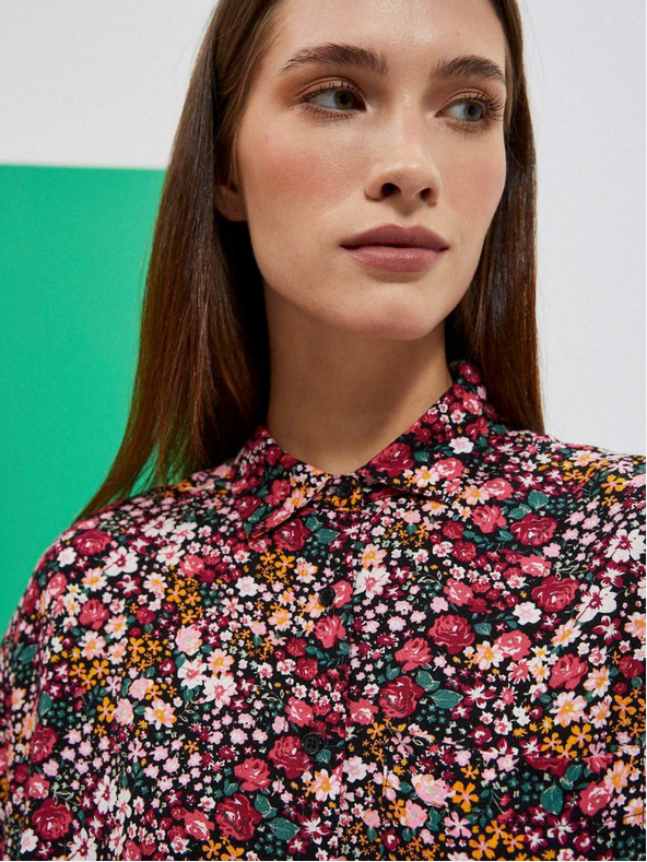 Moodo Roza in črna ženska vzorčasta majica Moodo