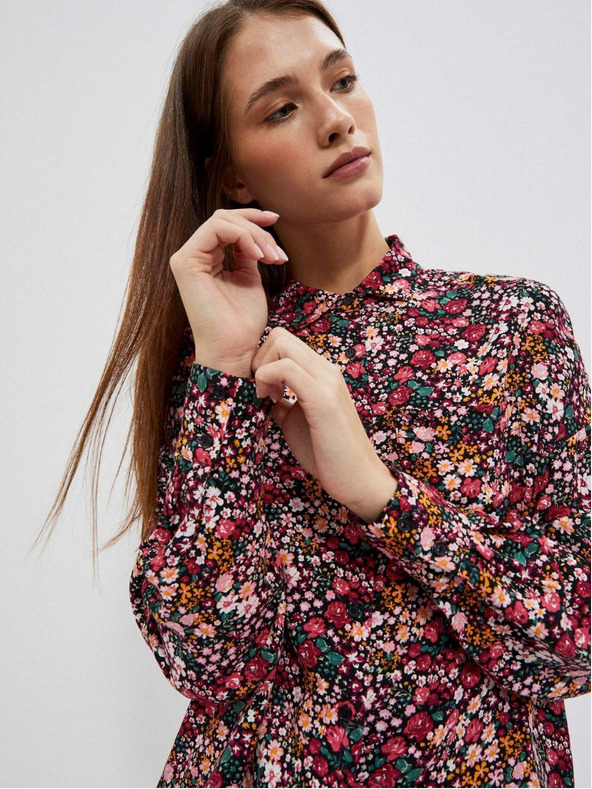 Moodo Roza in črna ženska vzorčasta majica Moodo