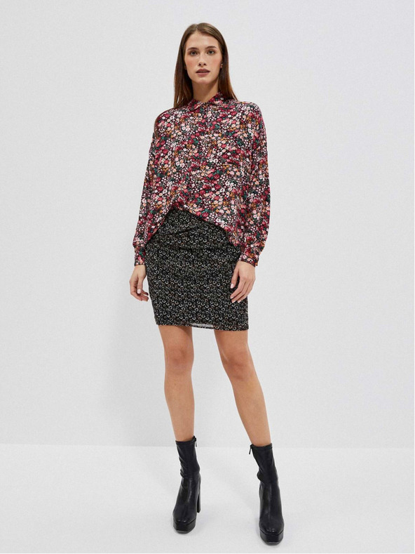 Moodo Roza in črna ženska vzorčasta majica Moodo