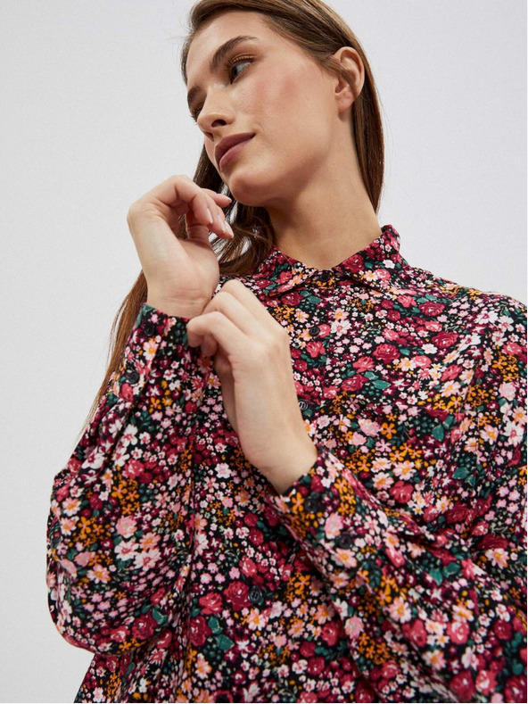 Moodo Roza in črna ženska vzorčasta majica Moodo