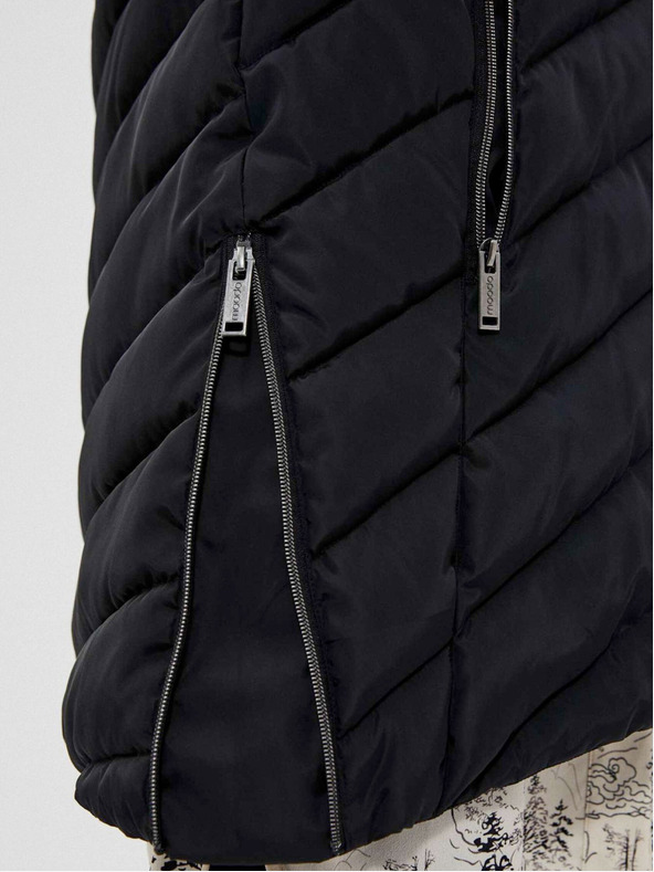 Moodo Črn ženski plašč s kapuco Moodo