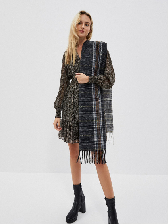 Moodo Moodo črn karirast šal Moodo