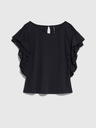 Moodo Črna ženska bluza z volančki na ramenih Moodo