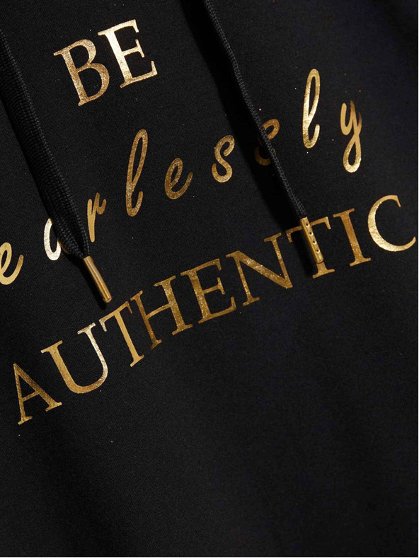 Moodo Črna ženska majica s kapuco Moodo