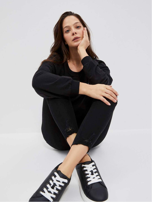 Moodo Črne ženske usnjene superge Moodo