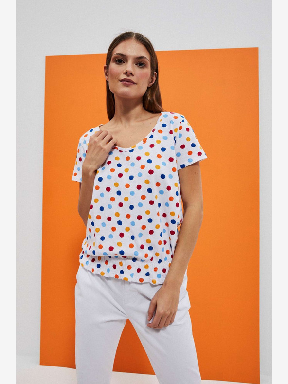 Moodo Bela ženska majica z vzorcem Moodo