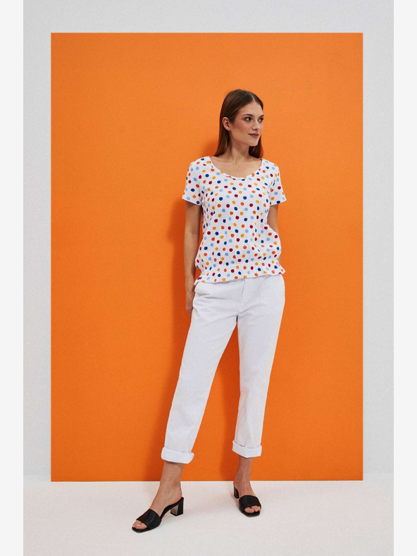 Moodo Bela ženska majica z vzorcem Moodo