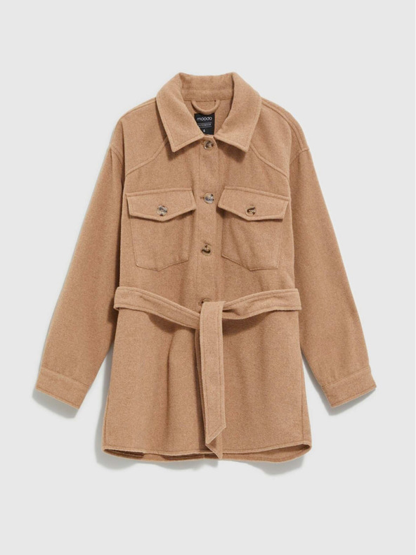 Moodo Bež ženska srajca jakna s pasom Moodo