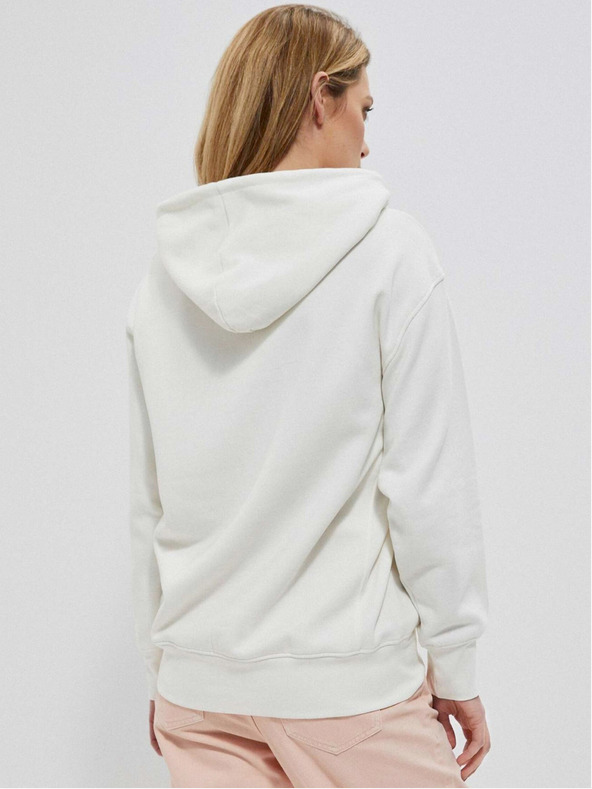 Moodo Bela ženska majica s kapuco Moodo