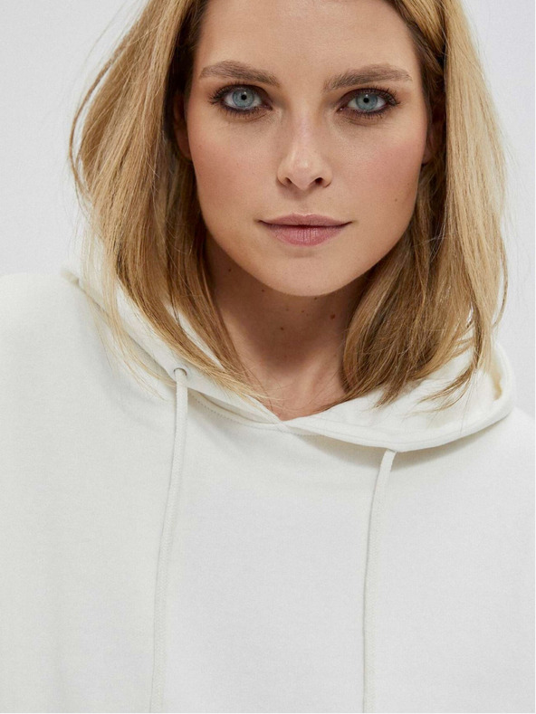 Moodo Bela ženska majica s kapuco Moodo