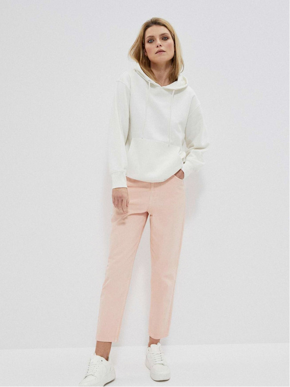 Moodo Bela ženska majica s kapuco Moodo