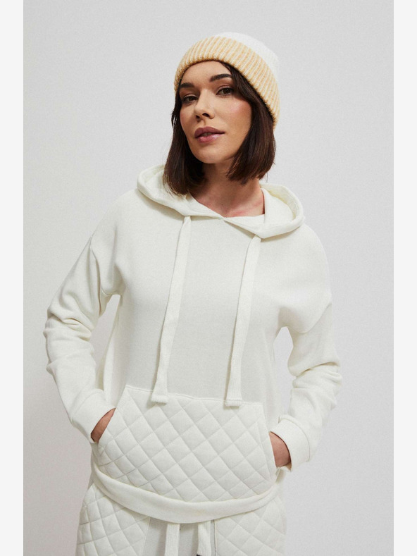 Moodo Bela ženska majica s kapuco Moodo