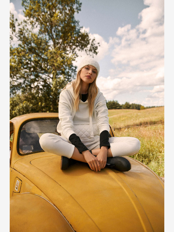 Moodo Bela ženska majica s kapuco Moodo