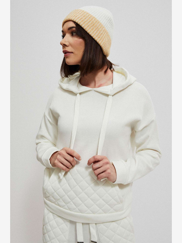 Moodo Bela ženska majica s kapuco Moodo