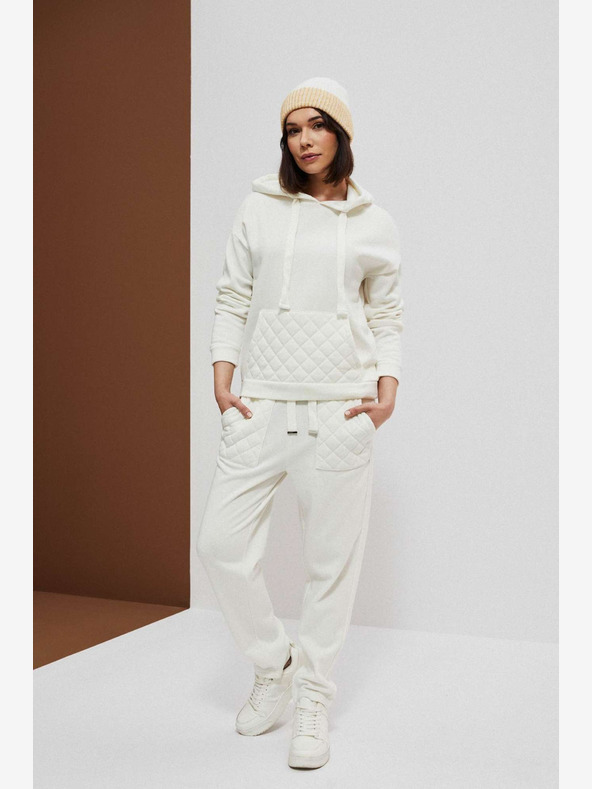 Moodo Bela ženska majica s kapuco Moodo