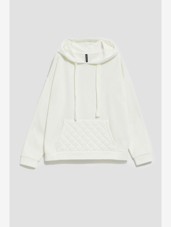 Moodo Bela ženska majica s kapuco Moodo