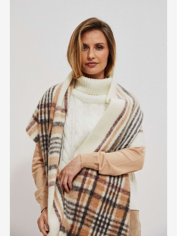Moodo Kremno bež Ženski karirasti šal Moodo