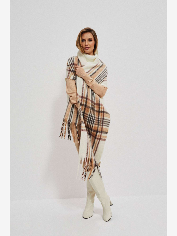 Moodo Kremno bež Ženski karirasti šal Moodo