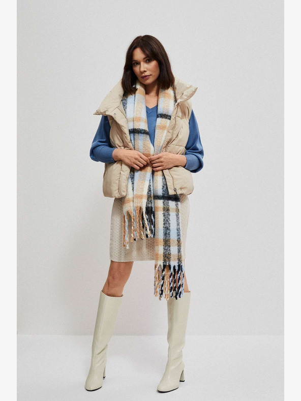 Moodo Oranžna in modra ženska karirasta srajca Moodo