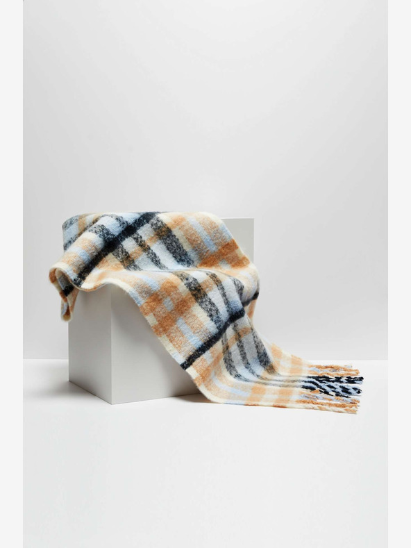 Moodo Oranžna in modra ženska karirasta srajca Moodo