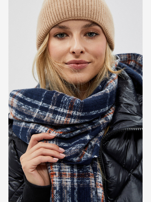 Moodo Modri ženski karirasti šal Moodo