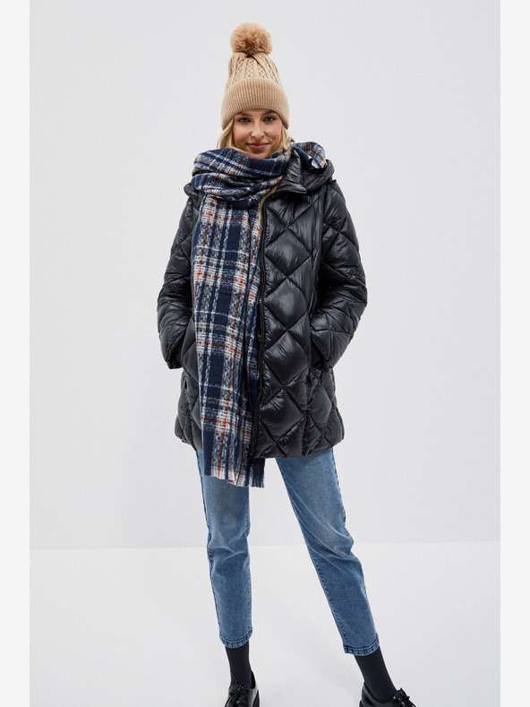 Moodo Modri ženski karirasti šal Moodo