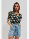 Moodo Temno modra cvetlična bluza Moodo