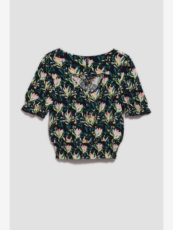 Moodo Temno modra cvetlična bluza Moodo