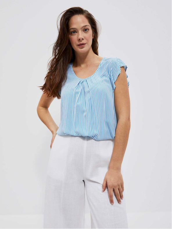 Moodo Modro-bela črtasta bluza Moodo