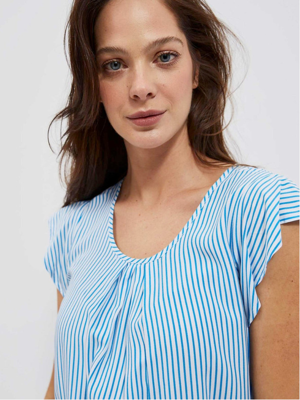 Moodo Modro-bela črtasta bluza Moodo