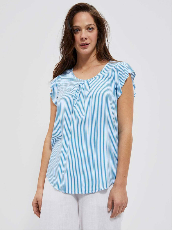 Moodo Modro-bela črtasta bluza Moodo