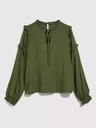 Moodo Kaki bluza z volančki na rokavih Moodo
