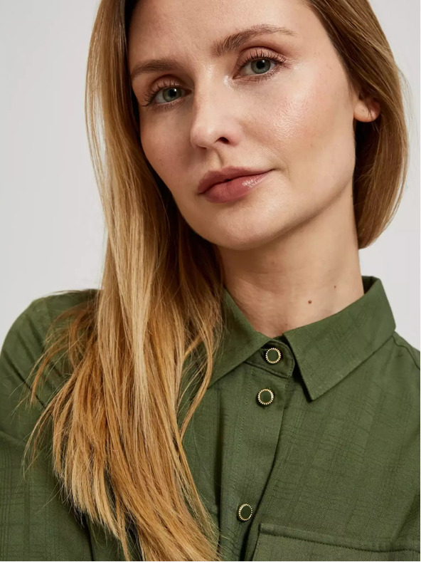 Moodo Kaki bluza z žepi in dolgimi rokavi Moodo