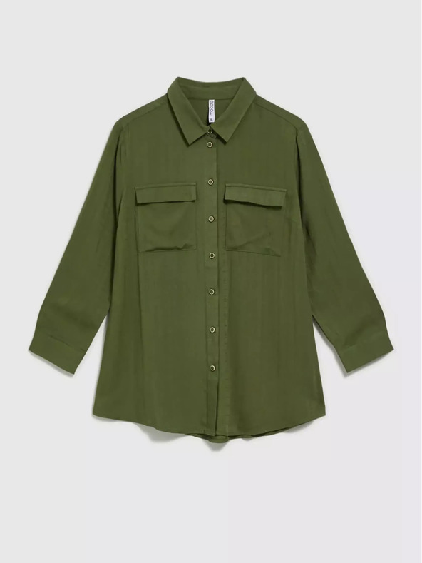 Moodo Kaki bluza z žepi in dolgimi rokavi Moodo