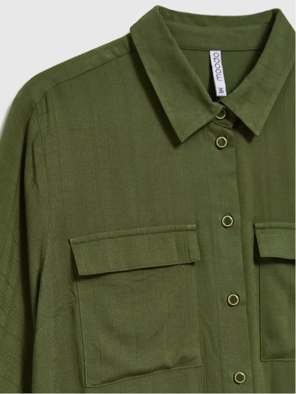 Moodo Kaki bluza z žepi in dolgimi rokavi Moodo