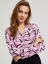 Moodo Roza bluza z dolgimi rokavi in geometrijskim vzorcem Moodo