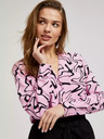 Moodo Roza bluza z dolgimi rokavi in geometrijskim vzorcem Moodo