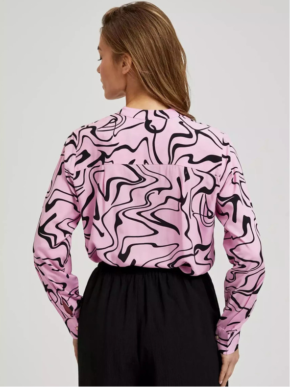 Moodo Roza bluza z dolgimi rokavi in geometrijskim vzorcem Moodo