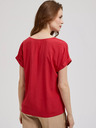 Moodo Rdeča majica z V-izrezom in kratkimi rokavi Moodo