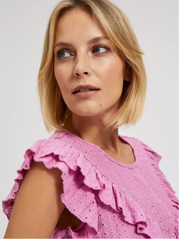 Moodo Roza bluza z volančki Moodo