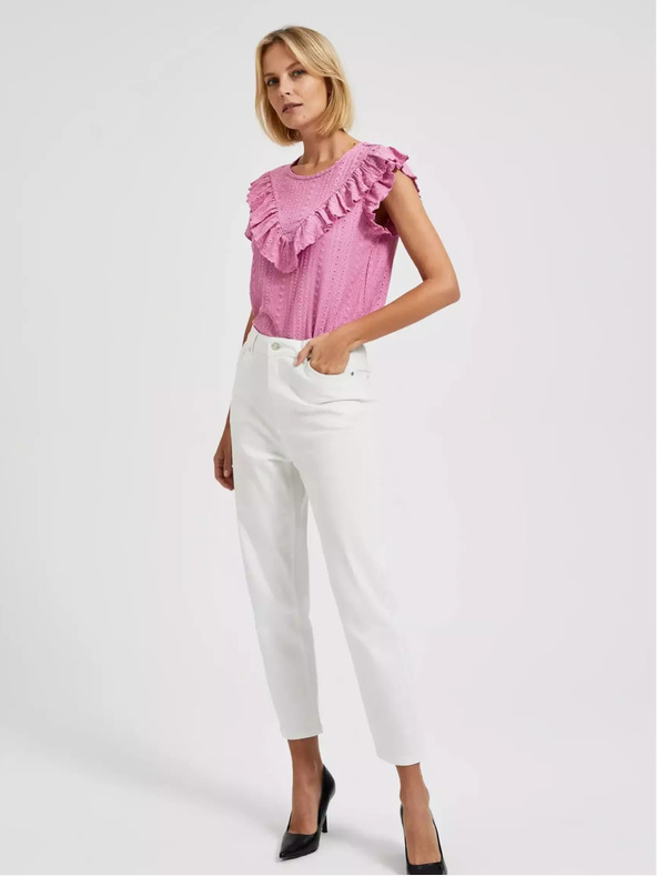 Moodo Roza bluza z volančki Moodo