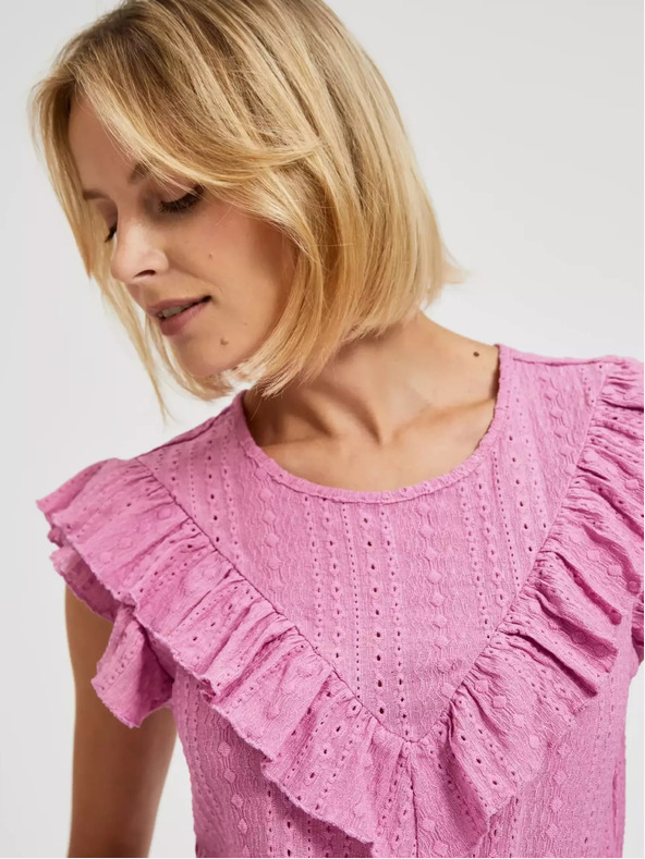 Moodo Roza bluza z volančki Moodo