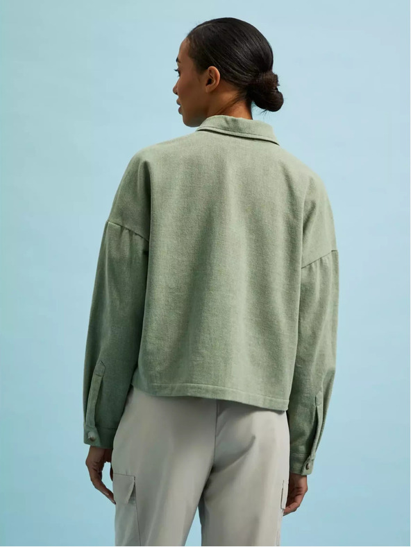 Moodo Olivno zelena jakna z žepi in ovratnikom Moodo