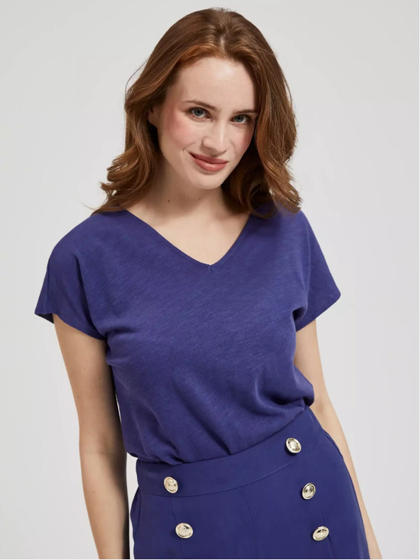 Moodo Vijolična majica z izrezom v obliki črke V Moodo