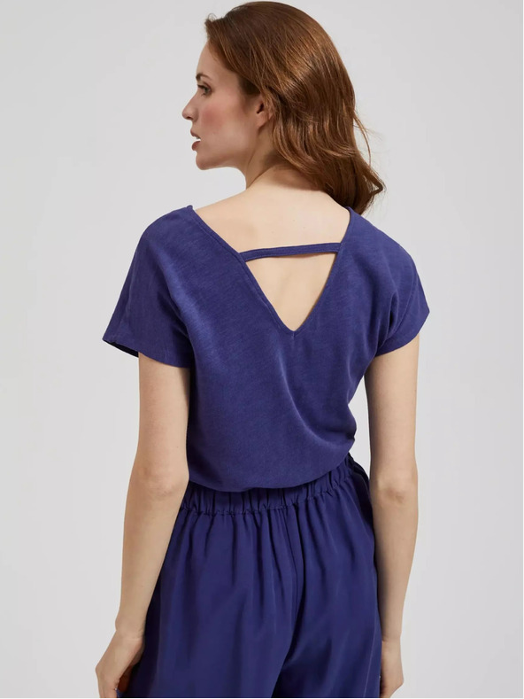 Moodo Vijolična majica z izrezom v obliki črke V Moodo