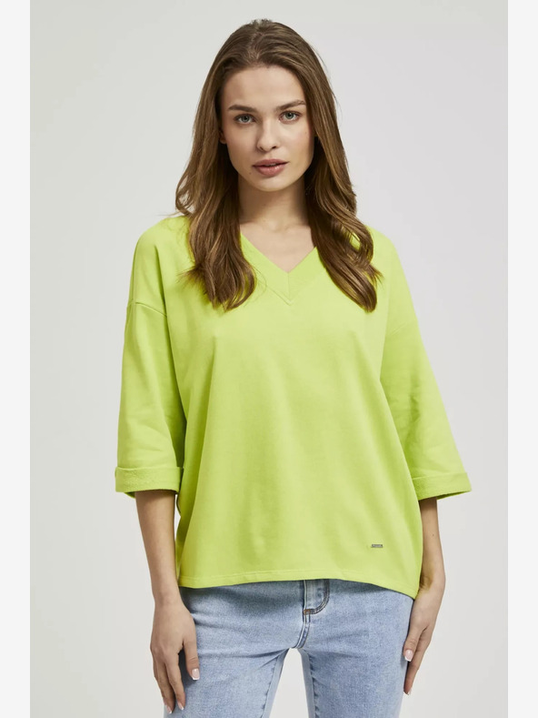 Moodo Zelena majica s 3/4 rokavi Moodo