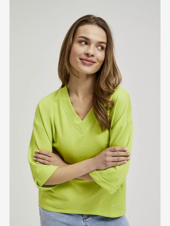 Moodo Zelena majica s 3/4 rokavi Moodo