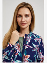 Moodo Temno modra bombažna jopa s cvetličnim potiskom Moodo