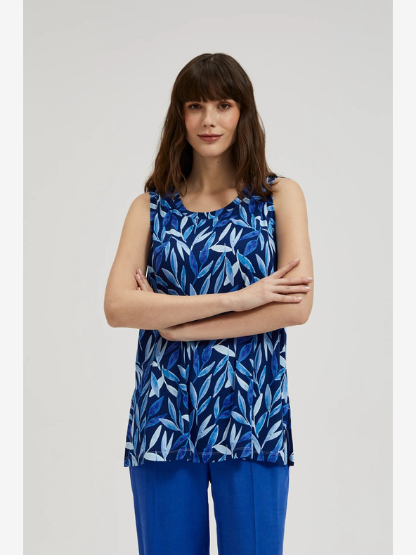 Moodo Temno modra vzorčasta majica Moodo