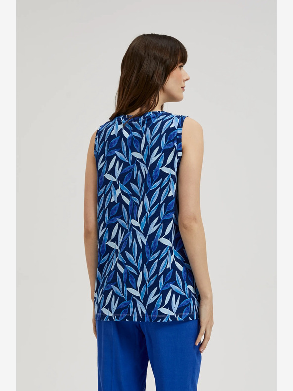 Moodo Temno modra vzorčasta majica Moodo